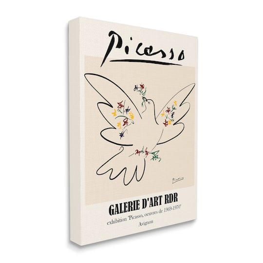 Stupell Industries Classical Abstract Picasso Peace Dove Bird Linework Canvas Wall Art